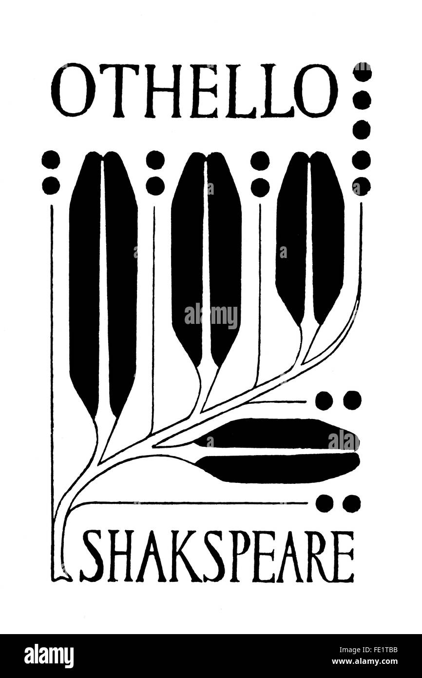 Design per l'Otello Shakespeare per la copertina del libro da Arabella L Rankin del Perthshire , art nouveau illustrazione di linea dal 1897 Foto Stock