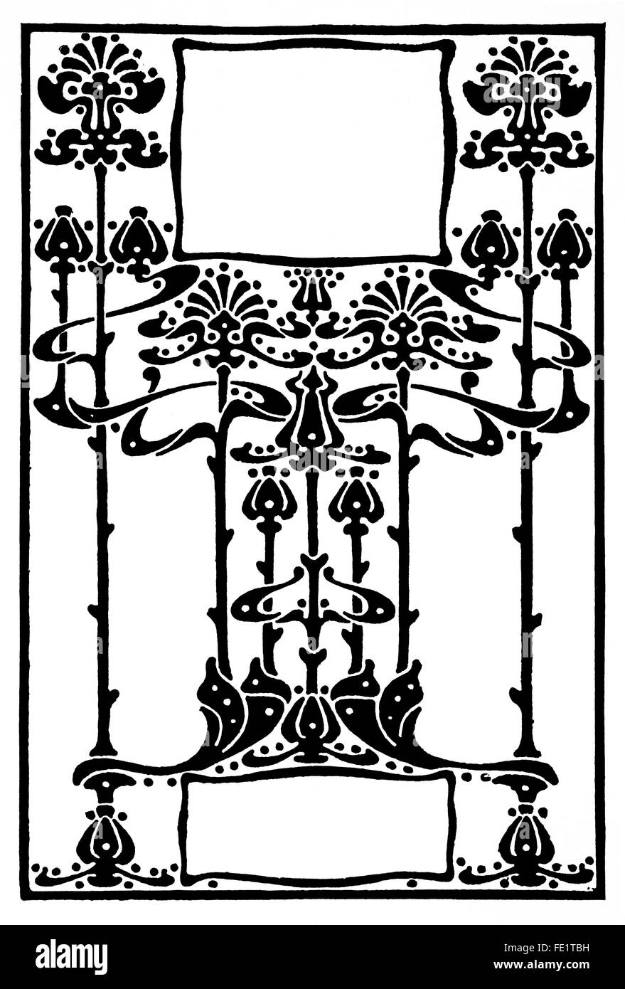Design per un panno per la copertina del libro di Bert Smale di Londra, art nouveau illustrazione di linea dal 1897 Studio Magazine la concorrenza Foto Stock