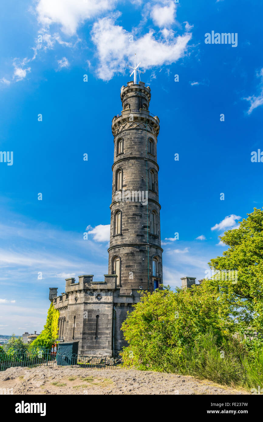 Monumento Nelson Calton Hill Edinburgh Scozia Scotland Foto Stock