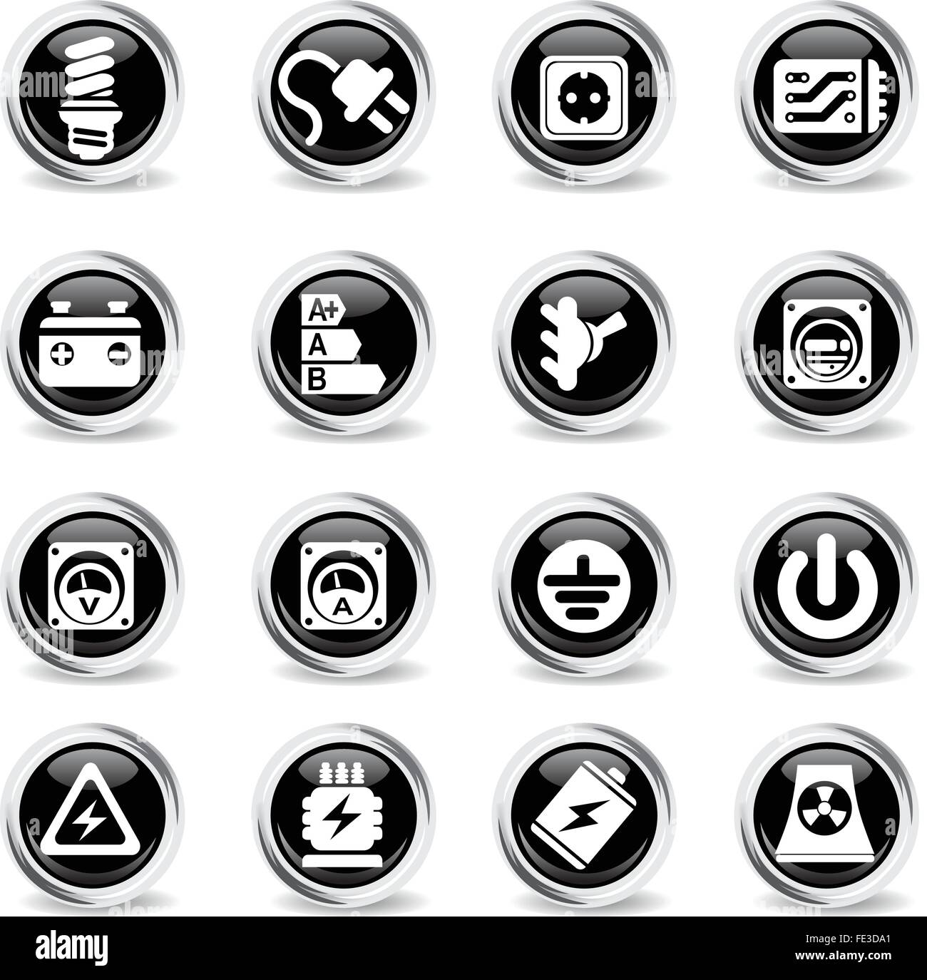Elettricità set di icone Illustrazione Vettoriale