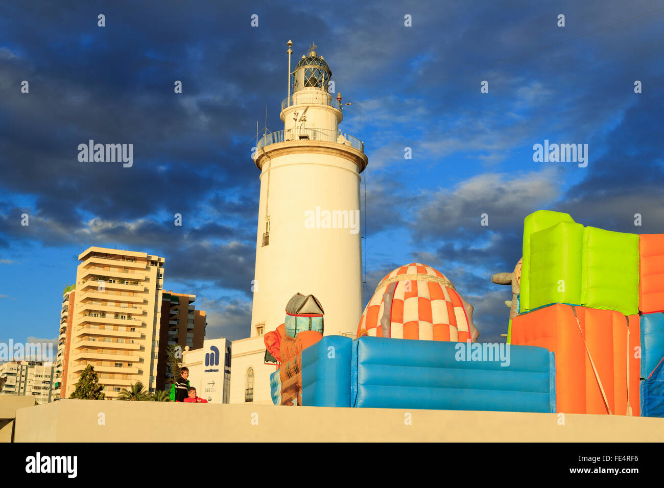 Faro, Porto di Malaga, Andalusia, Spagna, Europa Foto Stock