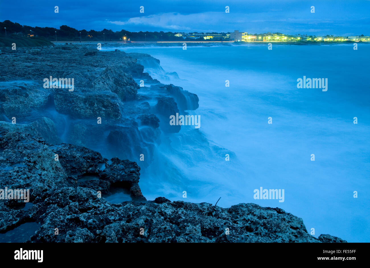 Europa, Isole Baleari Spagna, Maiorca, Estanyol. rock costa, shore, mare litorale, Cliff, Foto Stock