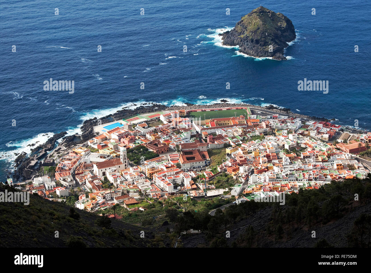 Vista dal Mirador de Garachico, Garachico, Tenerife, Isole Canarie, Spagna Foto Stock