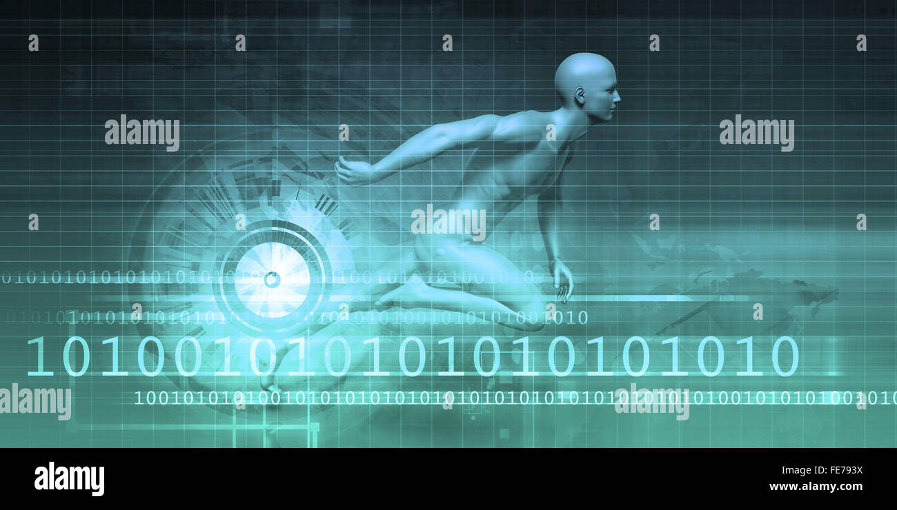 La tecnologia binaria con flusso di 1s e 0s arte Foto Stock