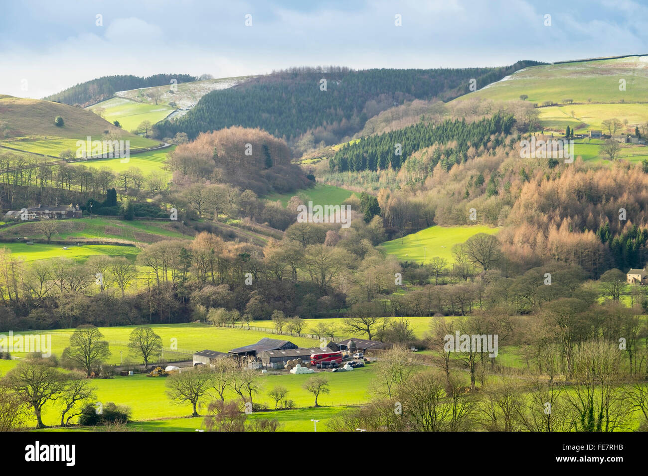 Terreni agricoli vicino a Hathersage in Peak District nel Derbyshire. Foto Stock