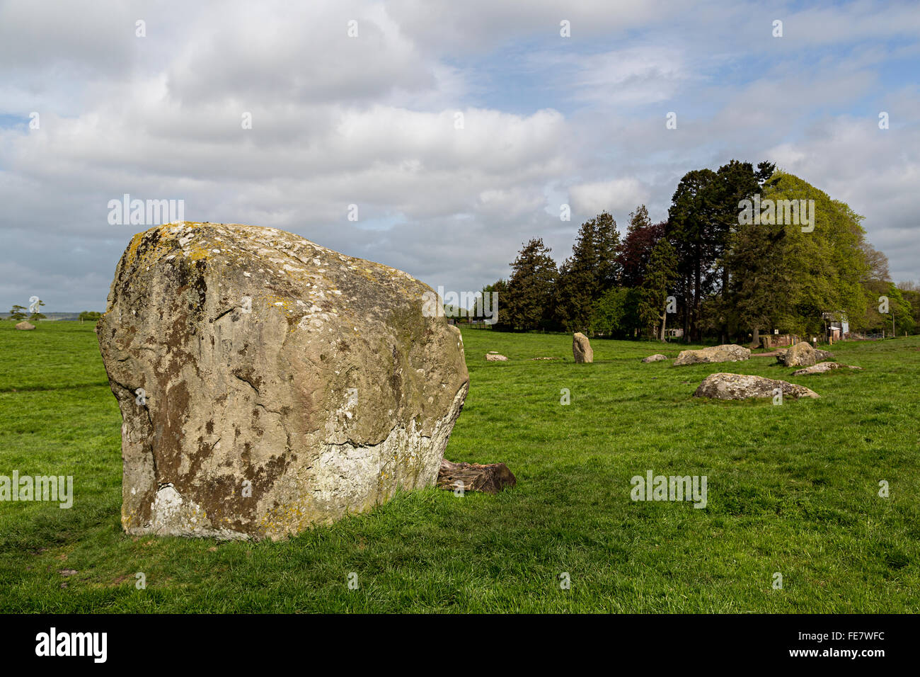 Long Meg stone circle, Cumbria, England, Regno Unito Foto Stock