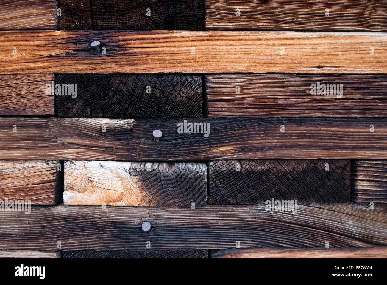 Il legno vecchio texture su un Idaho elevatore granella Foto Stock