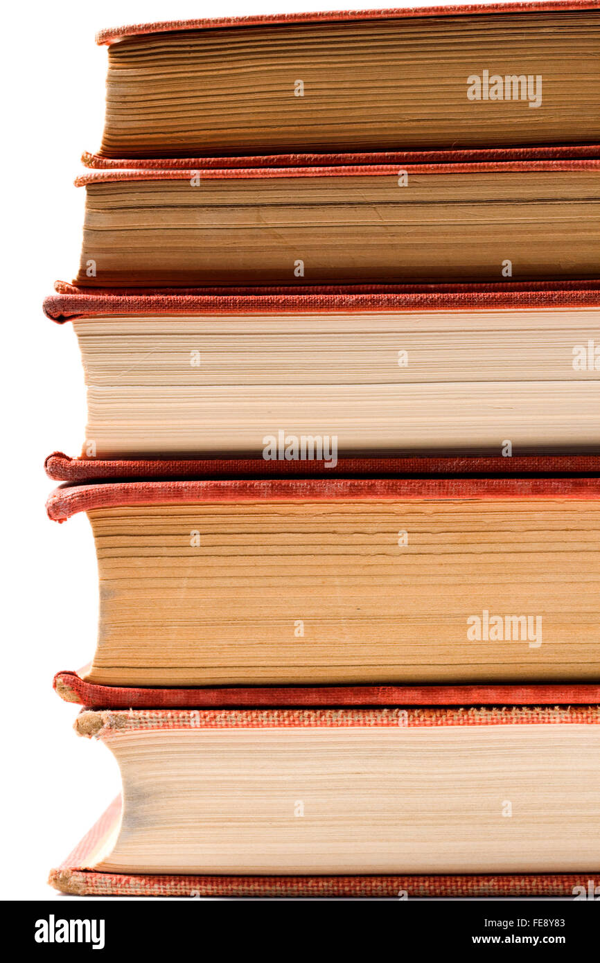 Pila di molto vecchi libri Foto Stock