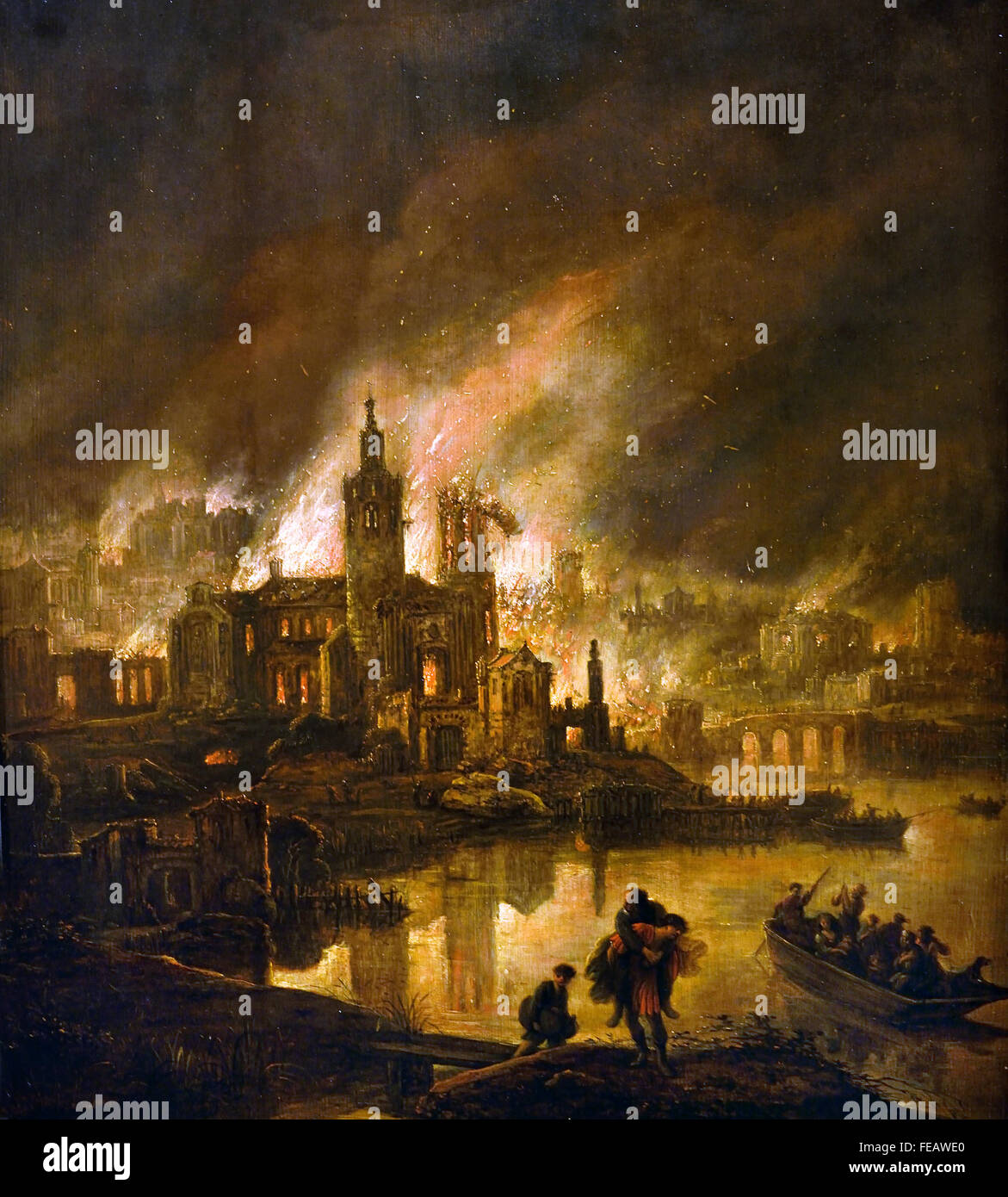 Il fuoco di Troia da Jacob WET 1610 - 1671 olandese Paesi Bassi Foto Stock