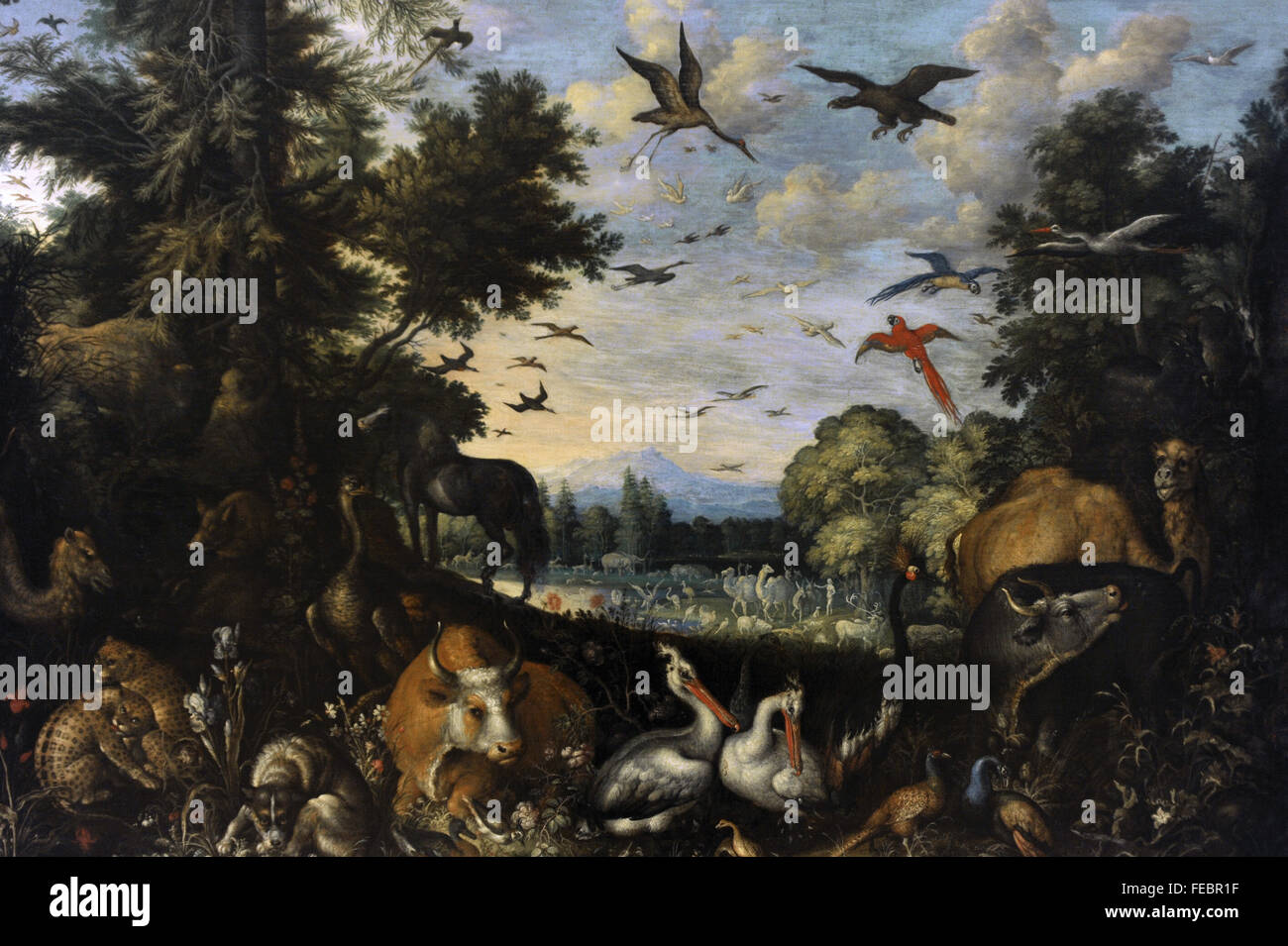 Roelandt Savary (1576-1639). Pittore fiammingo. Il giardino di Eden, 1618. Galleria Nazionale. Praga. Repubblica ceca. Foto Stock