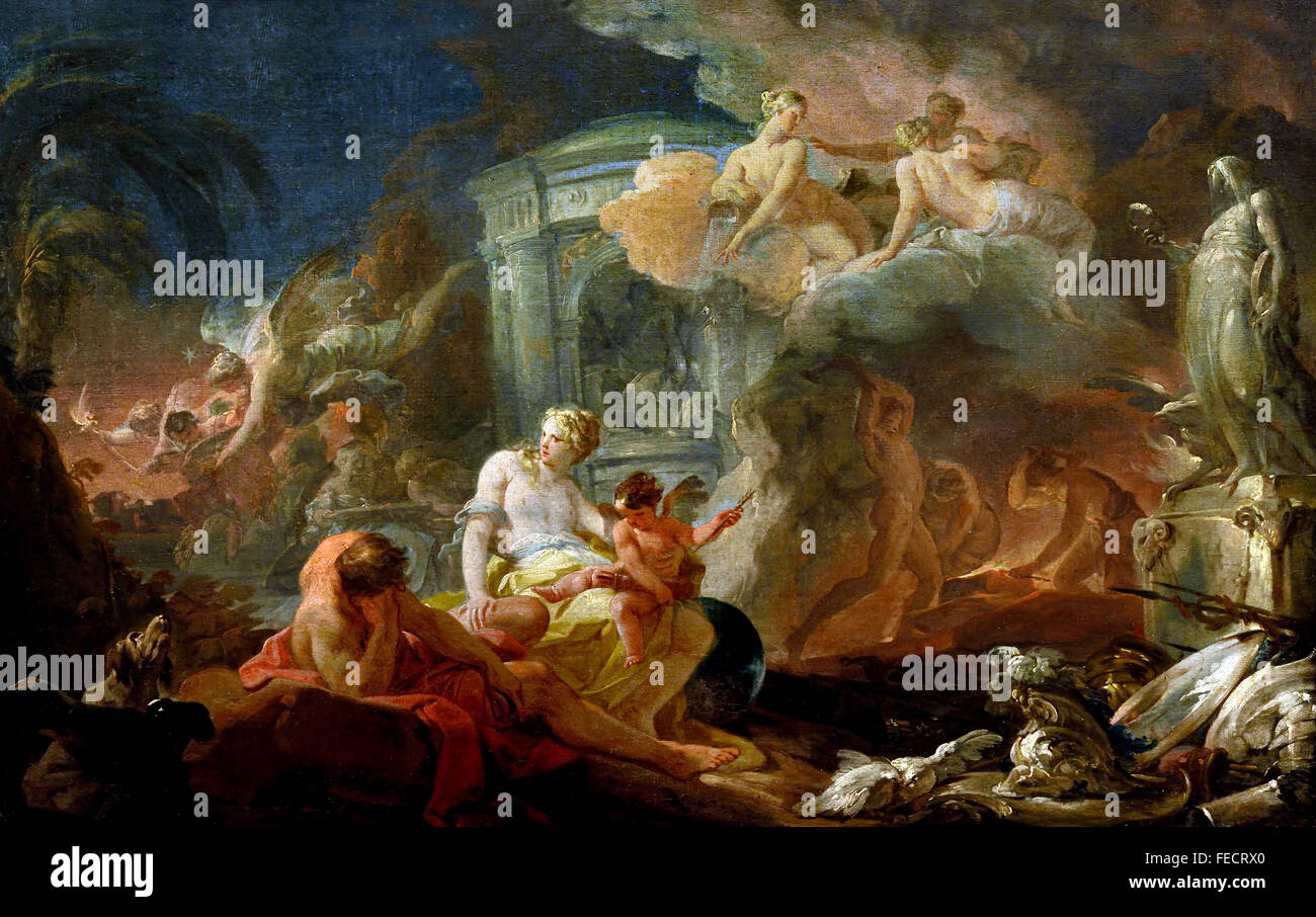 Venere e Vulcan Corrado Giaquinto 1703 - 1765 Italia Italiano( Vulcan il dio del fuoco compresi il fuoco dei vulcani, lavorazione dei metalli e la fucina nella antica religione romana - Venere dea romana dell'amore, giardini e vigneti ) Foto Stock