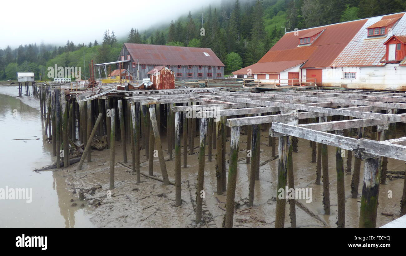 Pacifico del Nord cannery museum, salmone cannery, Port Edward, vicino al Prince Rupert, British Columbia Foto Stock