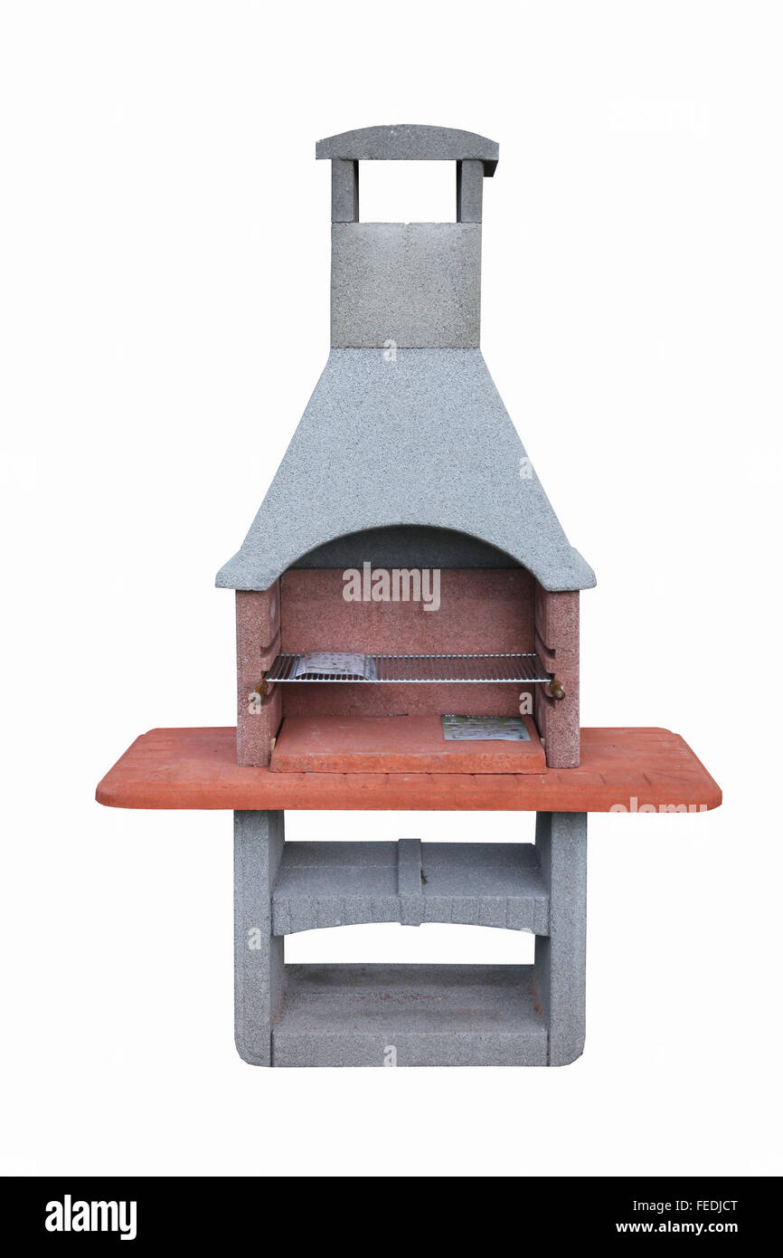Caminetto all'aperto / grill barbecue di mattoni e cemento Foto Stock