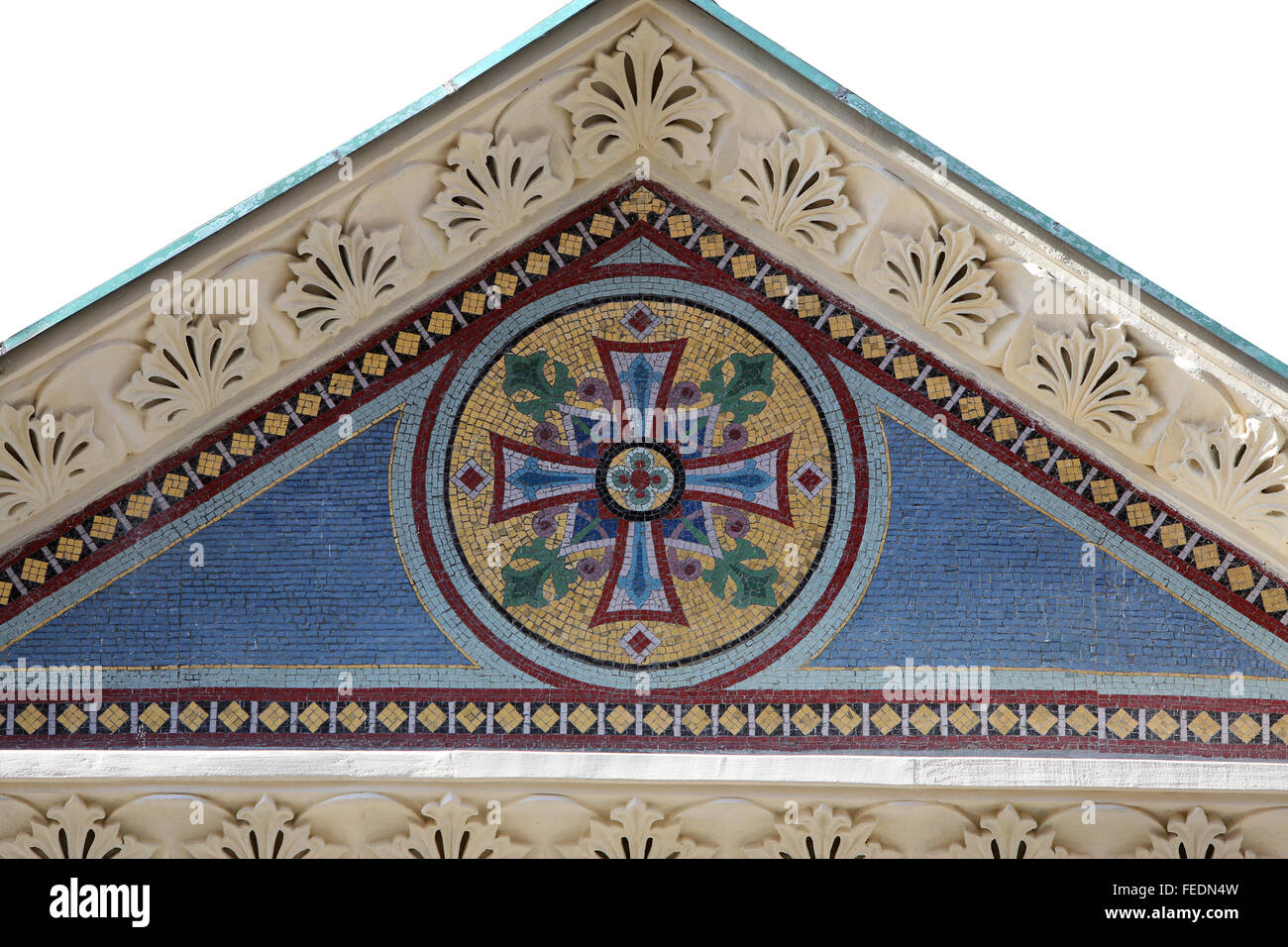 Croce, la Chiesa greco-cattolica di San Cirillo e Metodio in Cirilometodska strada del centro storico di Città alta a Zagabria in Croazia Foto Stock