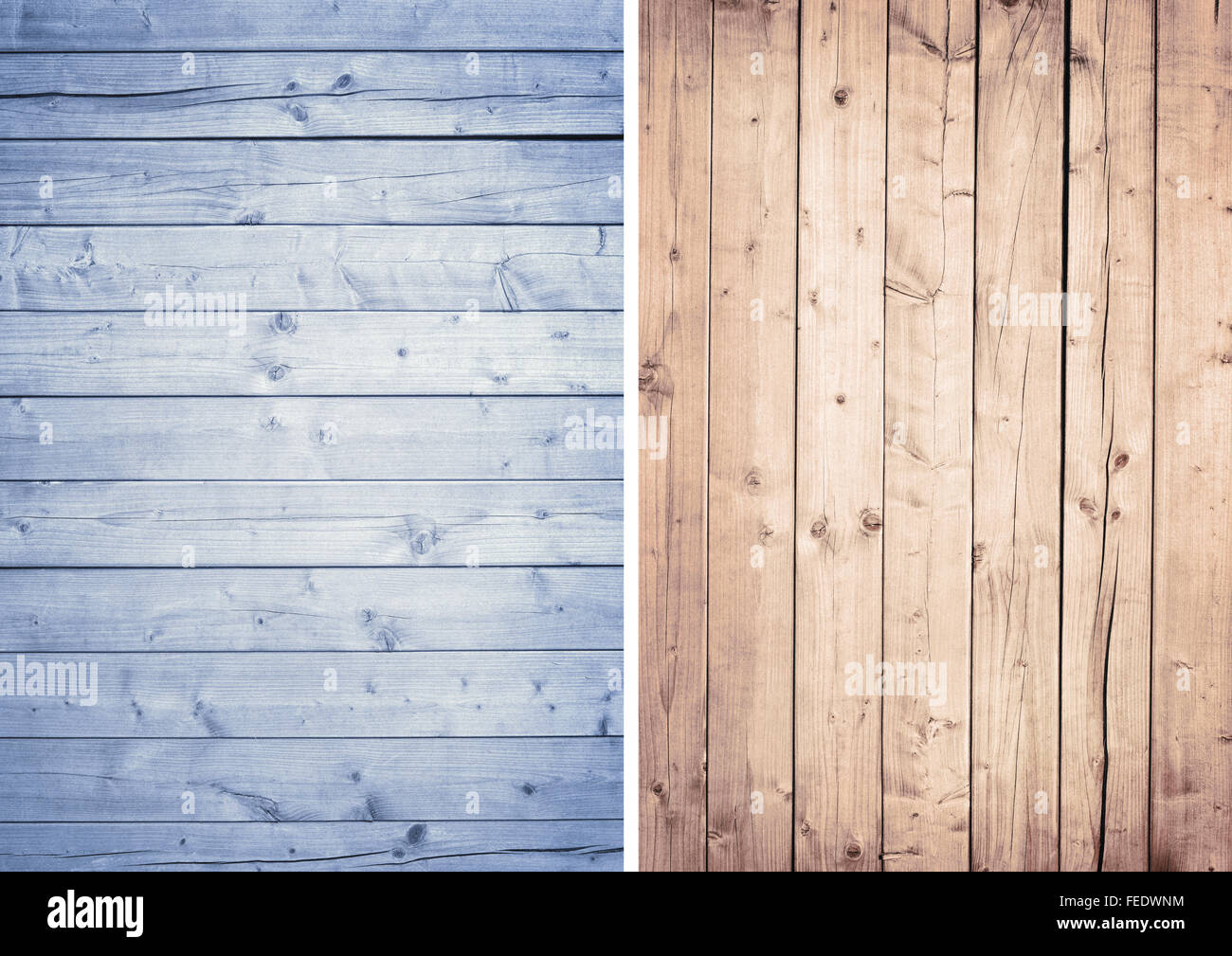 Blu, marrone parete in legno, assi. La superficie del pavimento Foto Stock