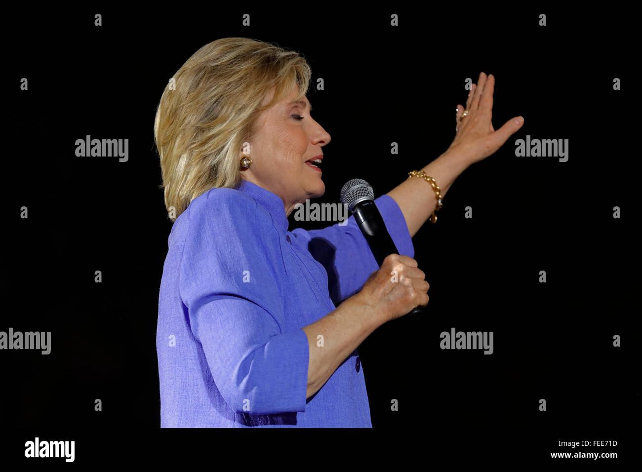 LAS VEGAS NV - 14 ottobre 2015: Hillary Clinton, ex segretario di Stato degli Stati Uniti, e 2016 candidato presidenziale democratico, parla a Hillary per l'America Nevada Rally, molle preservare anfiteatro Foto Stock