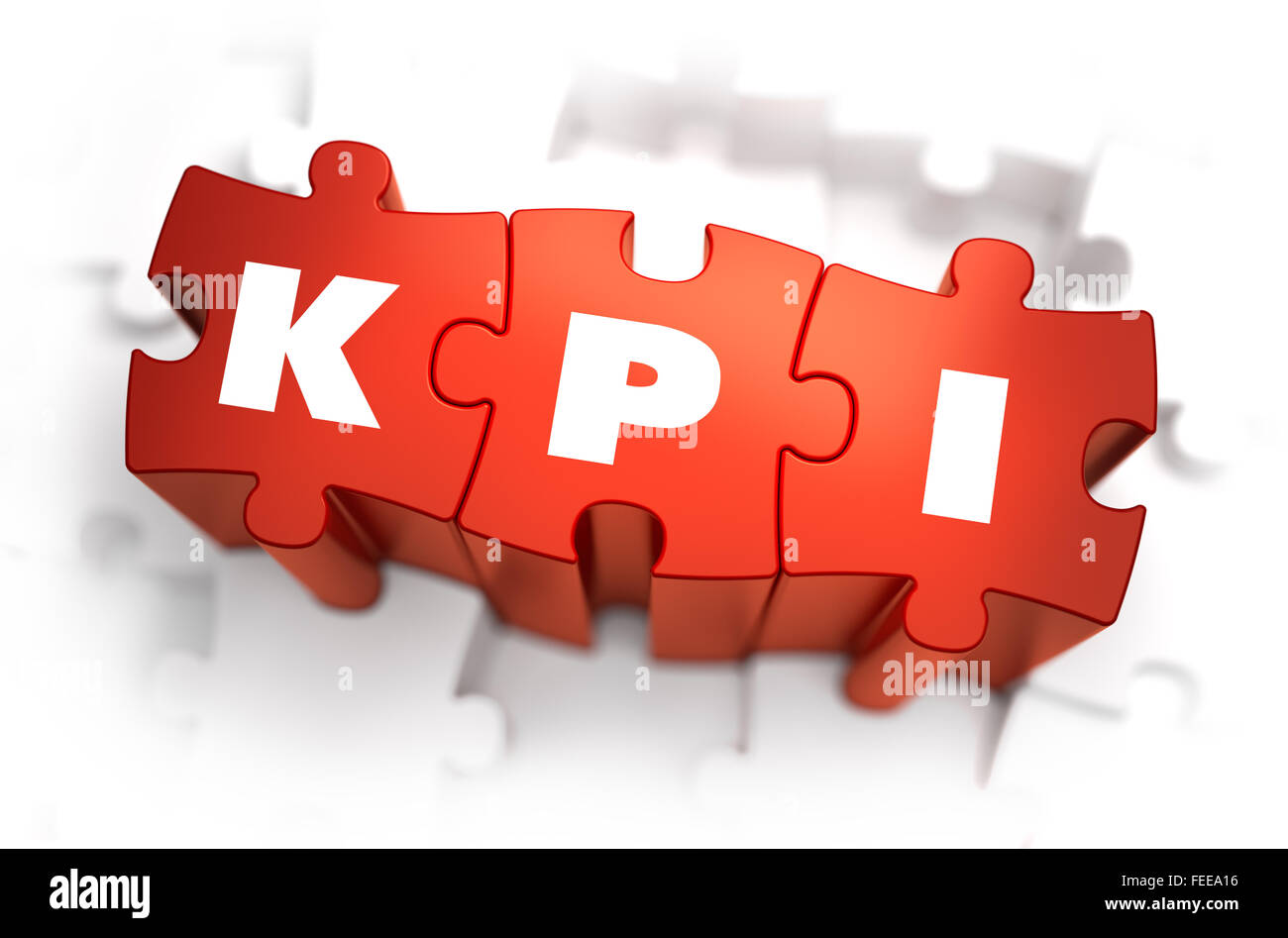 I KPI - Testo su Red puzzle. Foto Stock