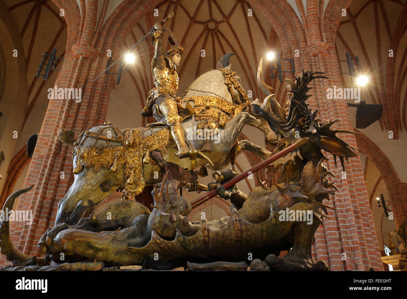 San Giorgio e il Drago a Storkyrkan chiesa, Stoccolma, Svezia Foto Stock
