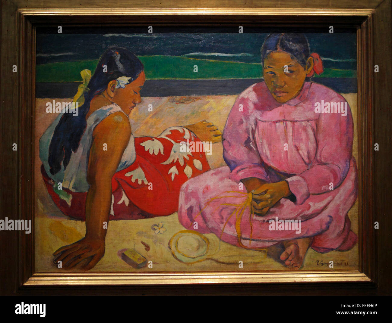 Donne tahitiane sulla spiaggia da Paul Gauguin, Musée d'Orsay, Parigi, Francia Foto Stock