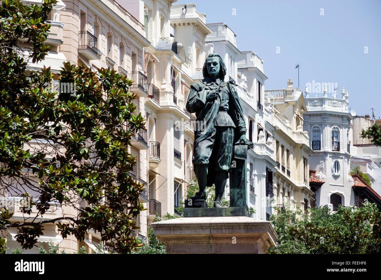 Madrid Spagna,Europa europea,Spagnolo,Centro,Retiro,Paseo del Prado,Bartolome Esteban Murillo,pittore,statua,monumento,Sabino Medina,Spain150708064 Foto Stock