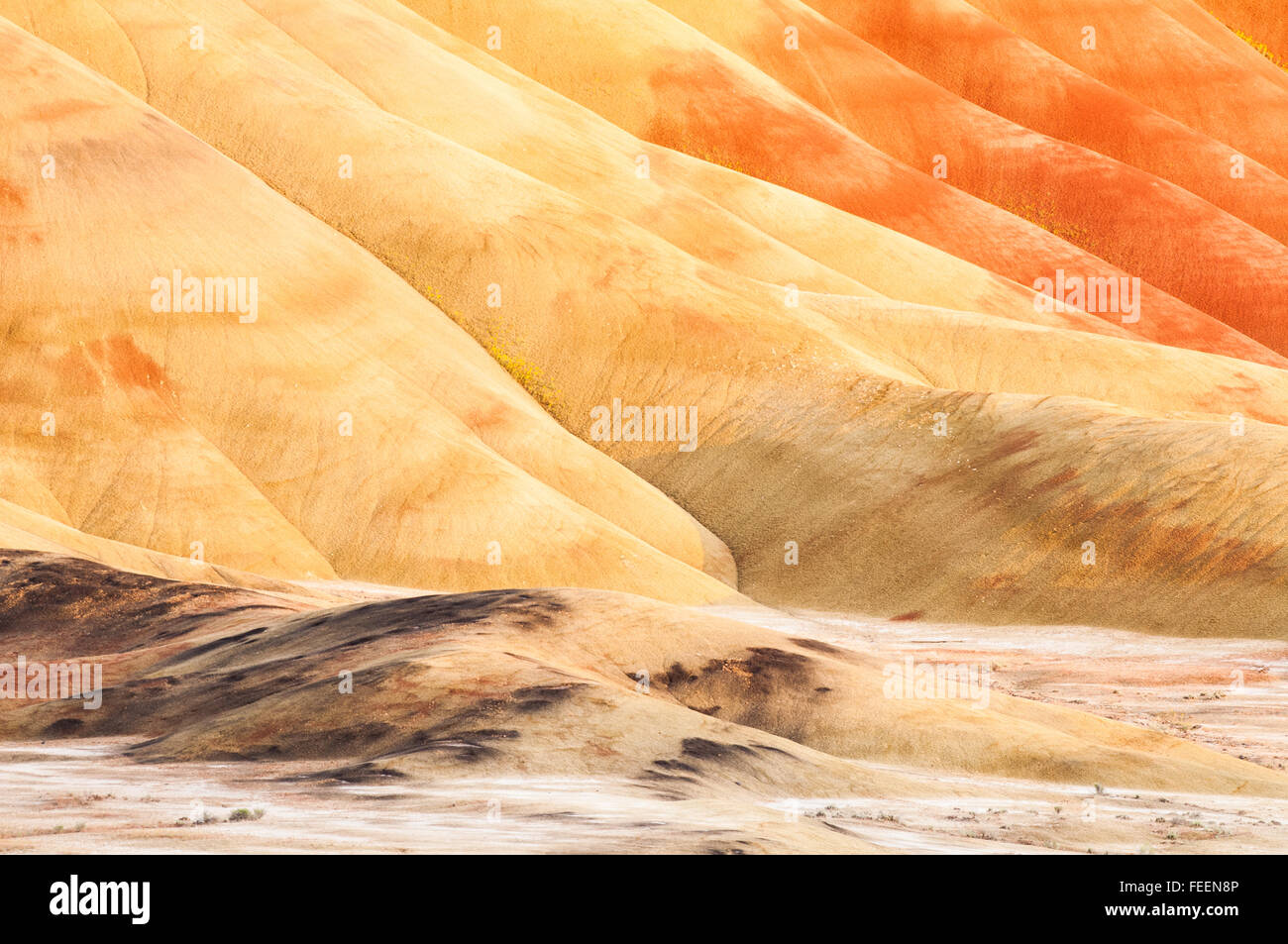 Il sole illumina le colline dipinte a John Day Fossil Beds. Oregon, Stati Uniti d'America. Foto Stock