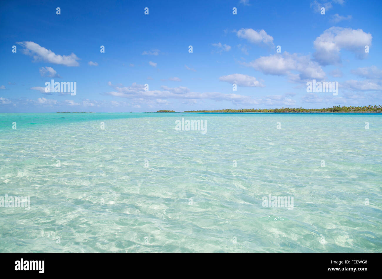 Blue Lagoon, Fakarava, isole Tuamotu, Polinesia Francese Foto Stock