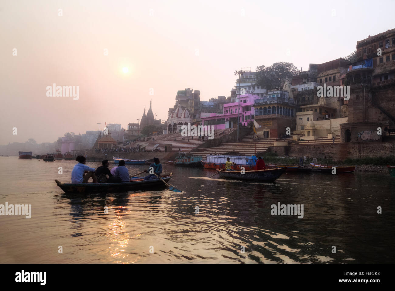 Varanasi, Gange, Uttar Pradesh, India, Asia del Sud Foto Stock