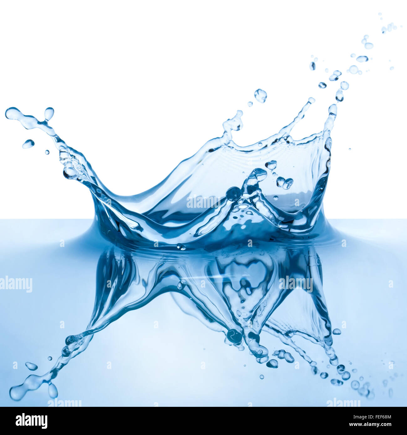 Acqua Splash, isolato su uno sfondo bianco. Foto Stock