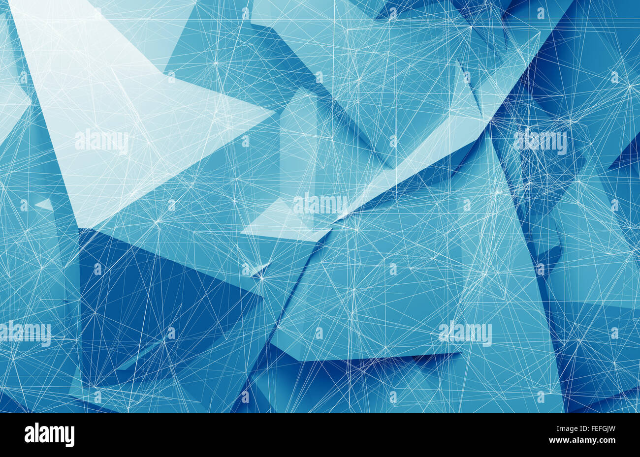 Abstract sfondo digitale con filo-maglia di telaio blu su sfondo poligonale, 3d illustrazione Foto Stock