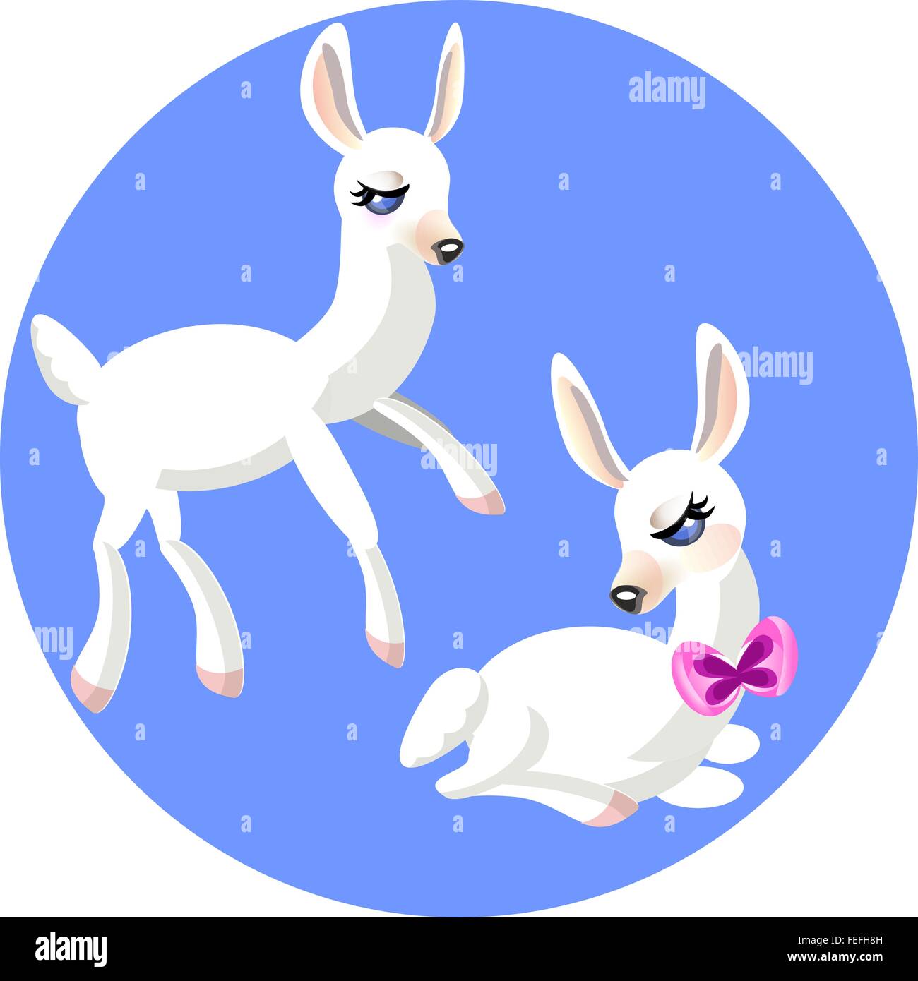 Due cartoon bianco dolce agnello Illustrazione Vettoriale