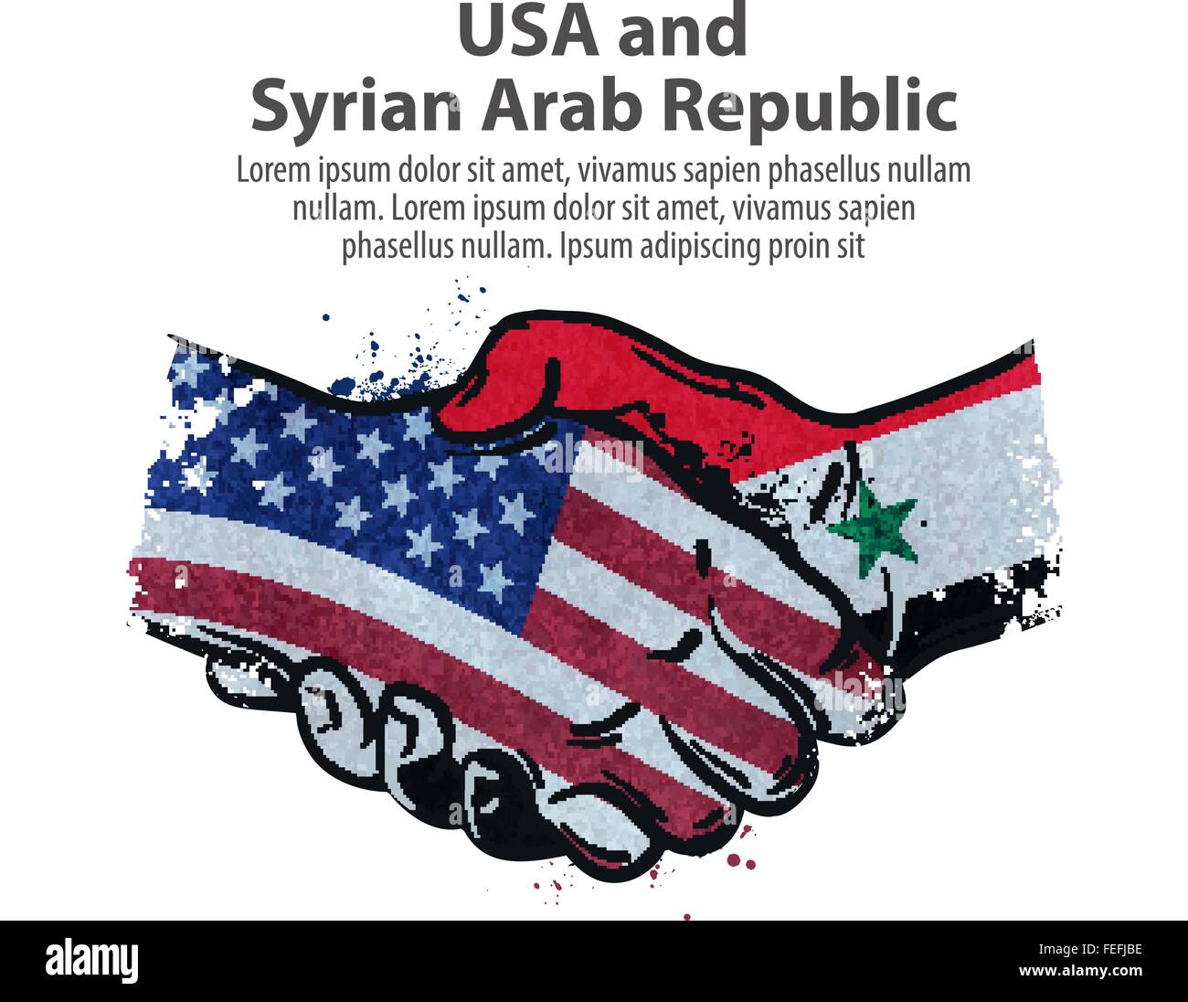 Stretta di mano. Stati Uniti e Siria. illustrazione vettoriale Illustrazione Vettoriale