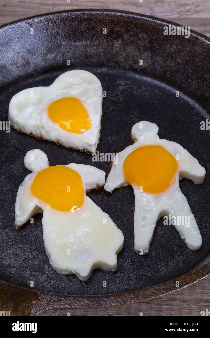 Il giorno di San Valentino uova fritte Foto Stock