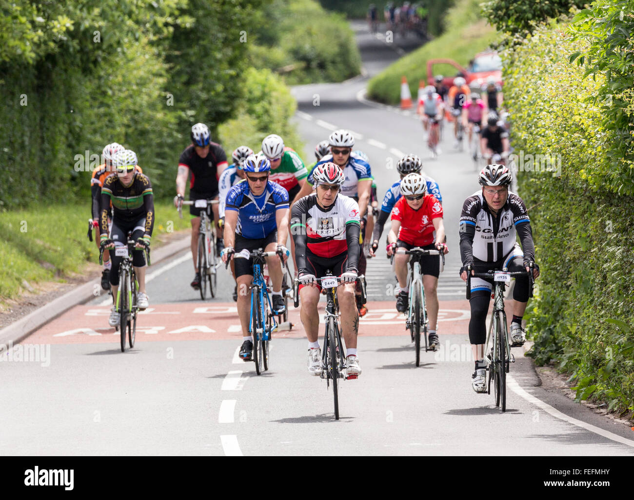 Velothon cycle race, Llanfoist, Wales, Regno Unito Foto Stock