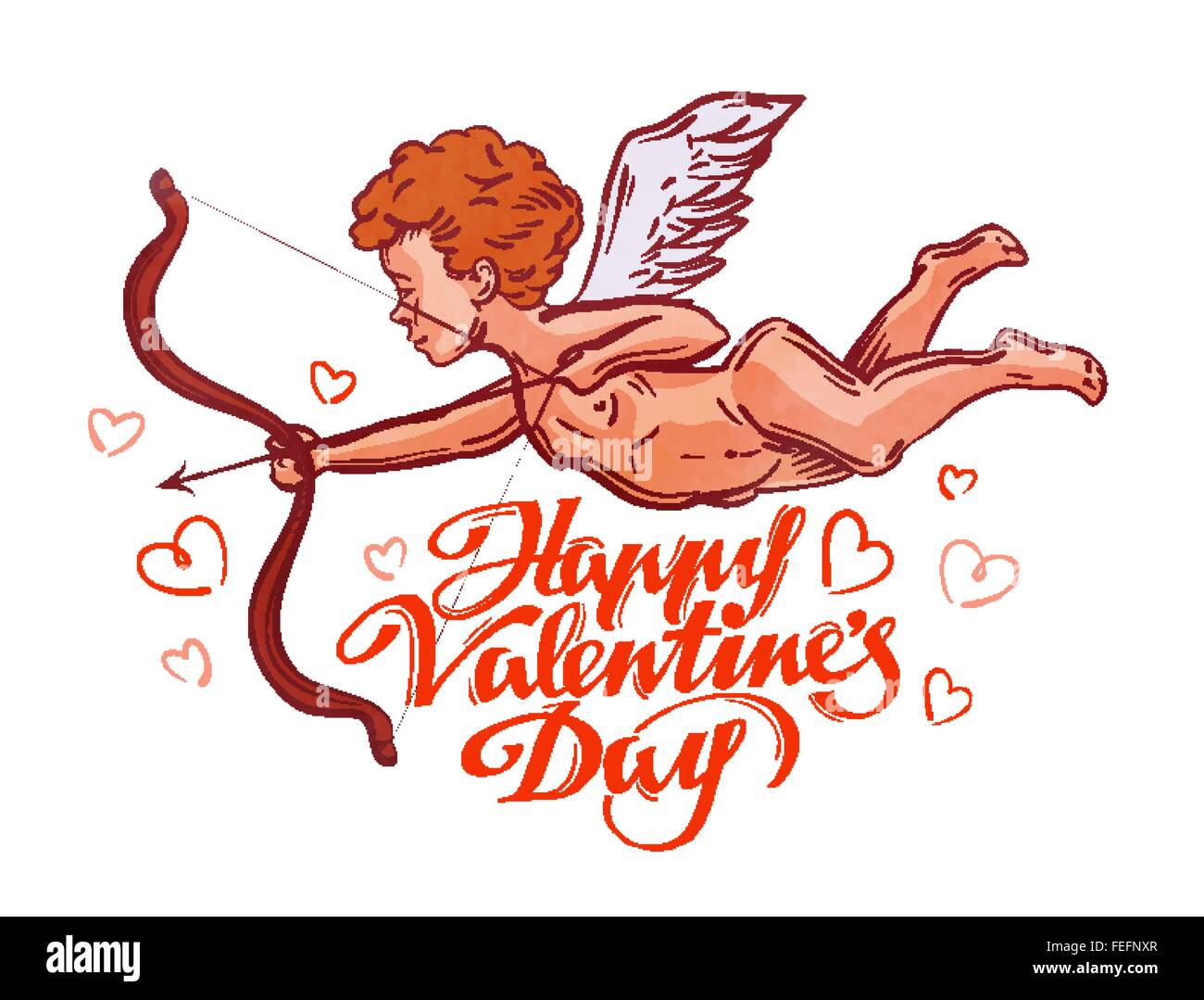 Felice il giorno di San Valentino. angelo o cupido. illustrazione vettoriale Illustrazione Vettoriale