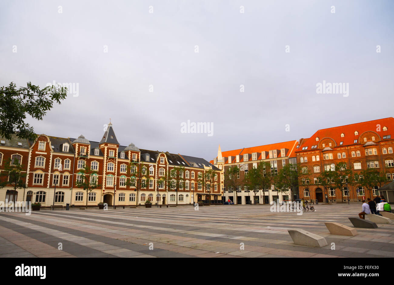 La piazza del mercato (Axltorv) nella città di Fredericia, Danimarca Foto Stock