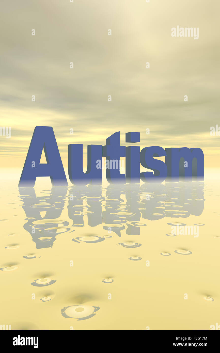 Illustrazione di autismo in lettere di grandi dimensioni con spazio di messaggio. Foto Stock