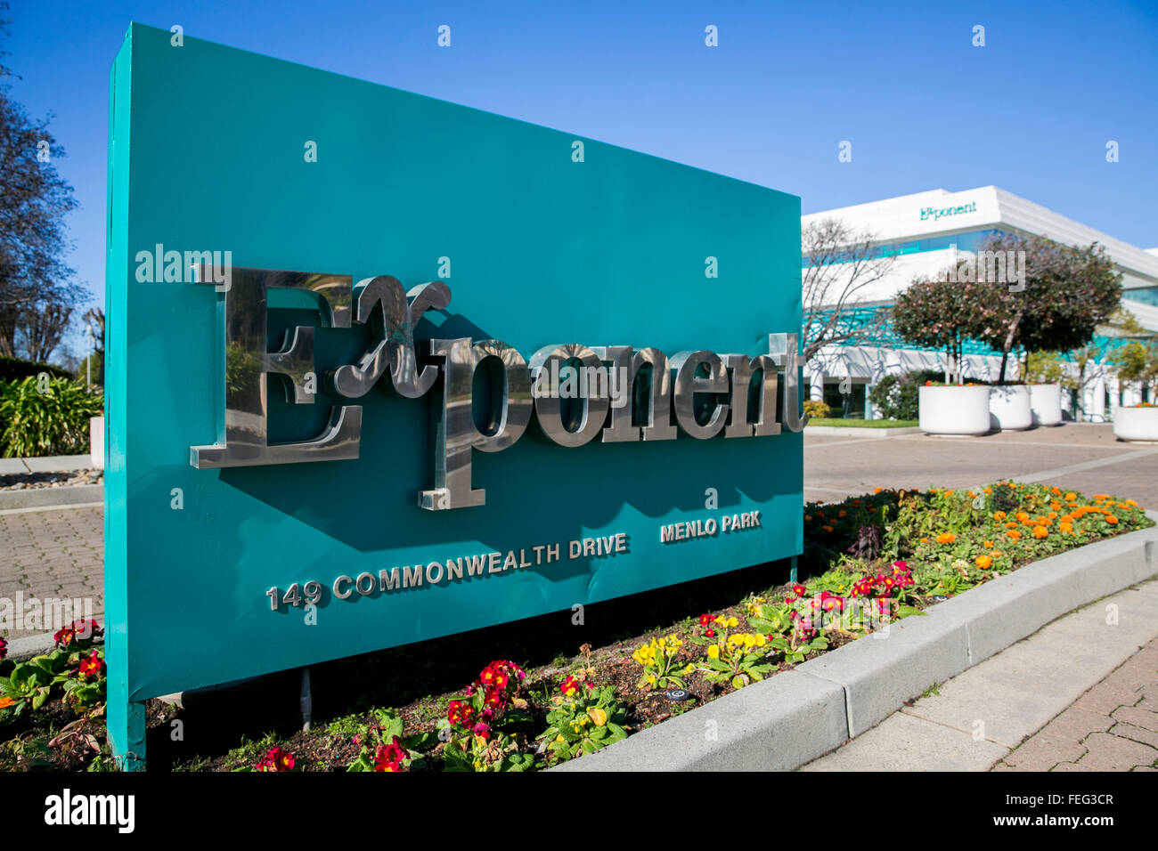 Un logo segno al di fuori della sede dell'esponente, Inc. a Menlo Park, in California, il 24 gennaio 2016. Foto Stock