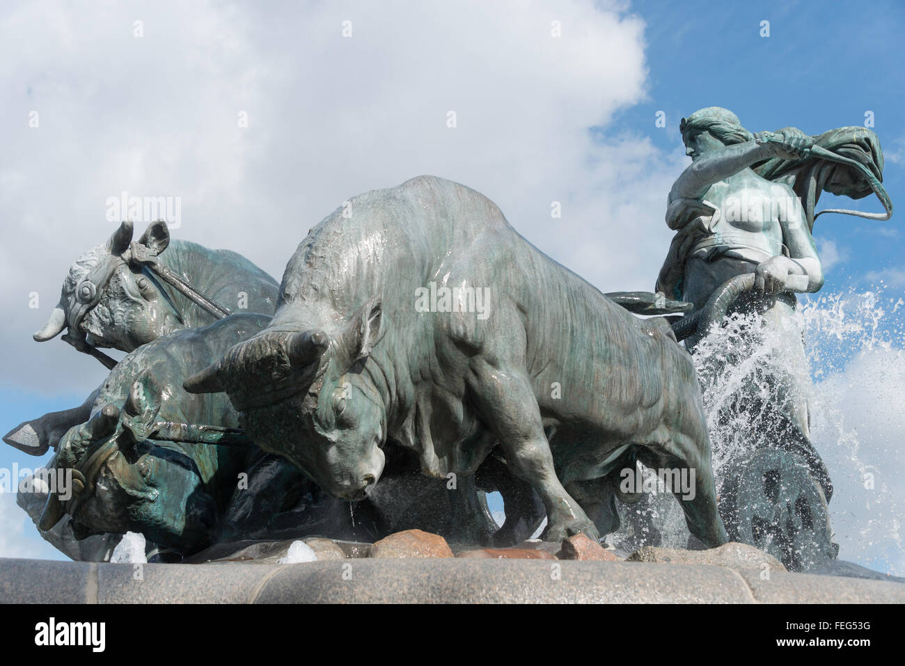 Fontana di Gefion, Churchillparken, Copenaghen (Kobenhavn), Regno di Danimarca Foto Stock