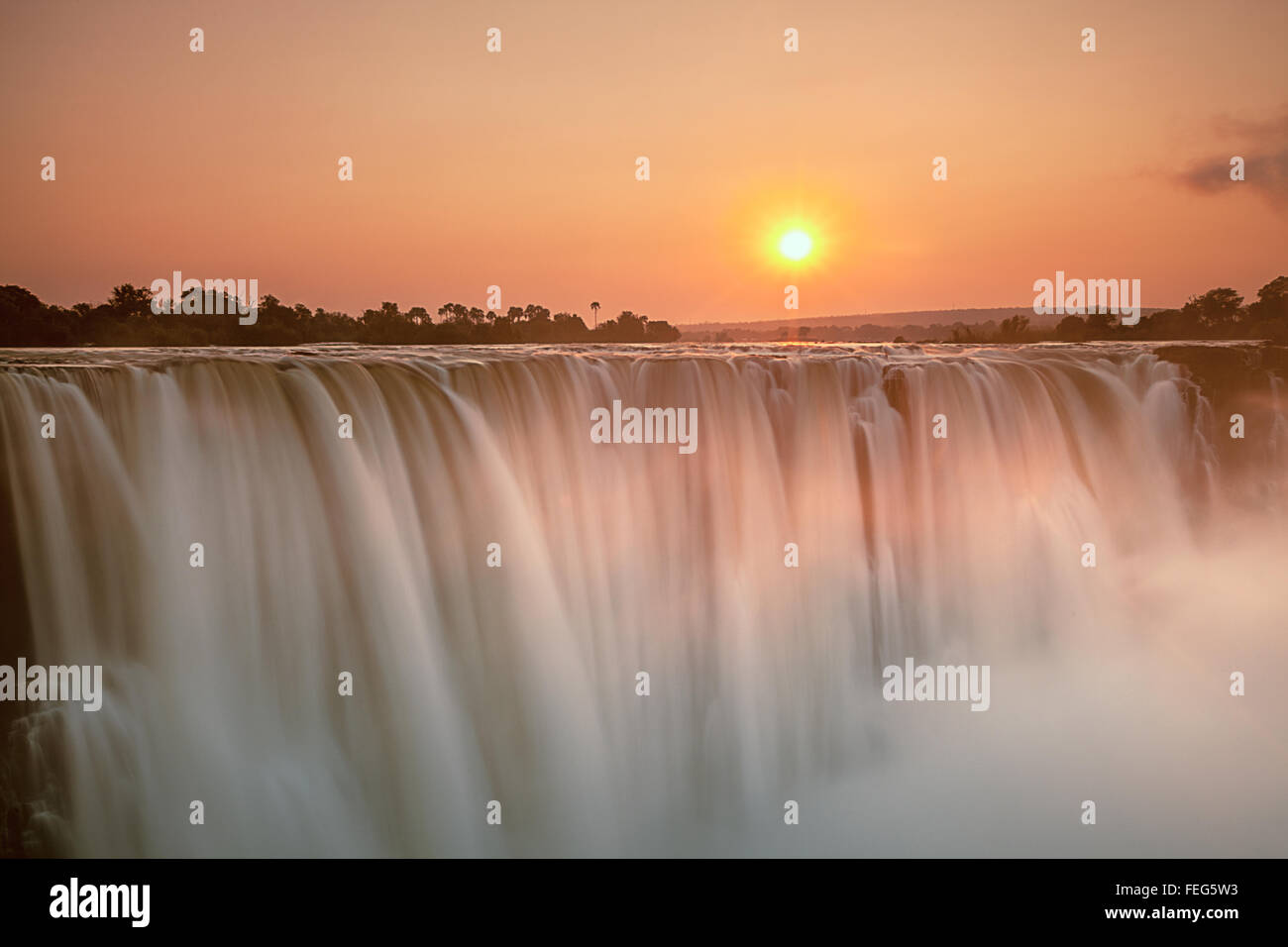 Victoria Falls a sunrise Foto Stock