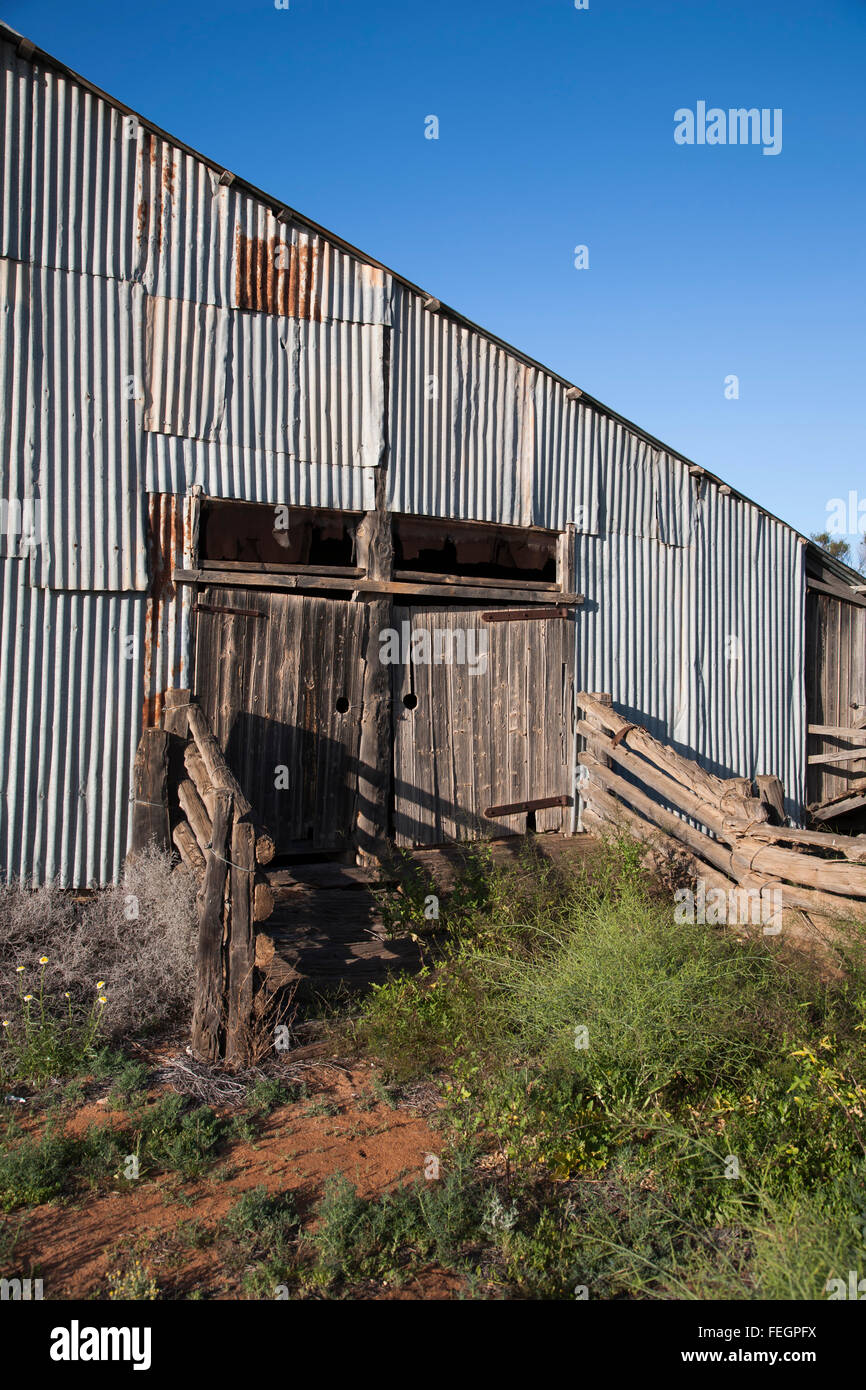 I resti del Zanci Homestead capannone taglio Lake Mungo Parco Nazionale del Nuovo Galles del Sud Australia Foto Stock