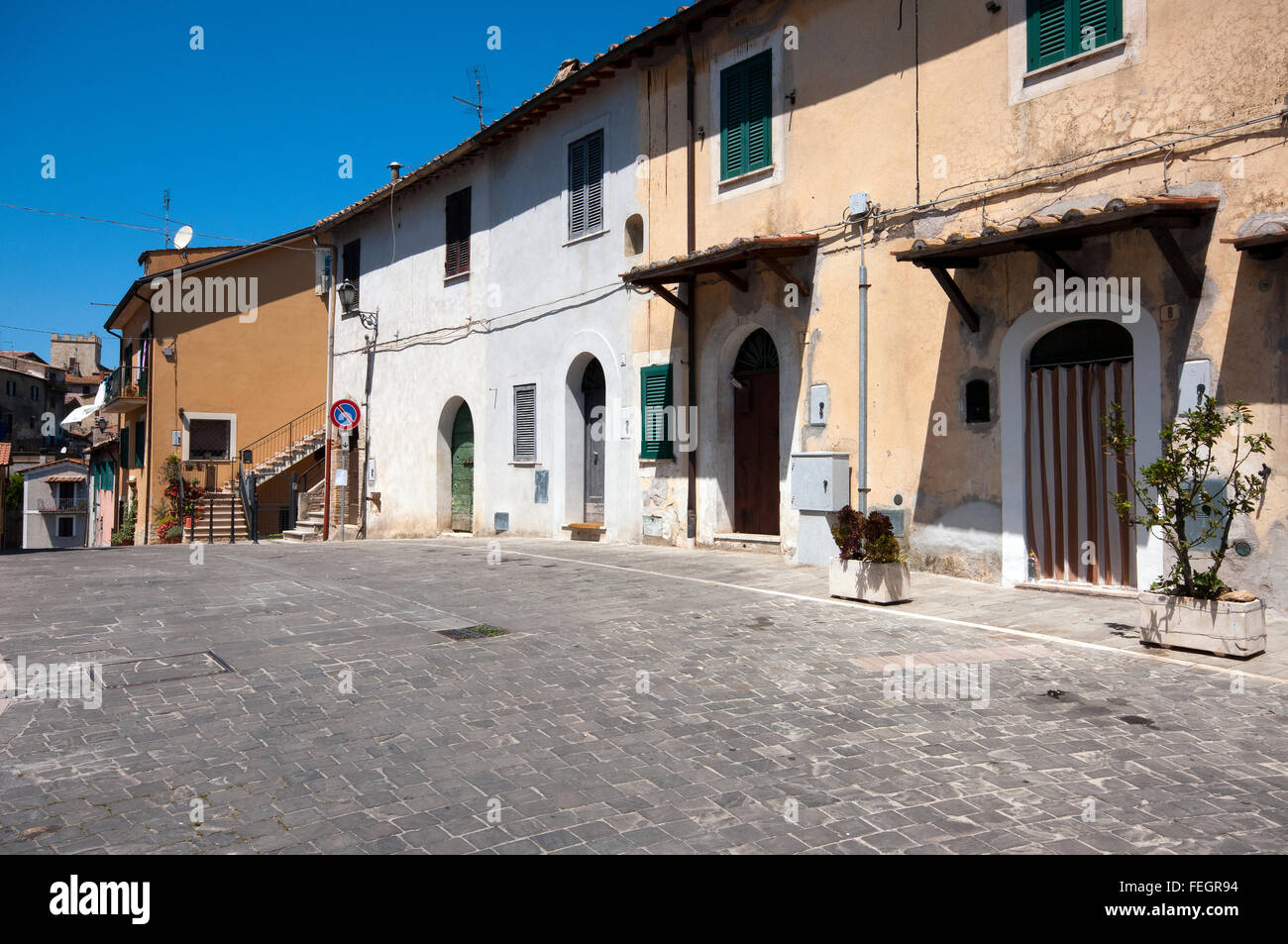 Torrita Tiberina, piazza Borgo Regina Margherita, Lazio, Italia Foto Stock