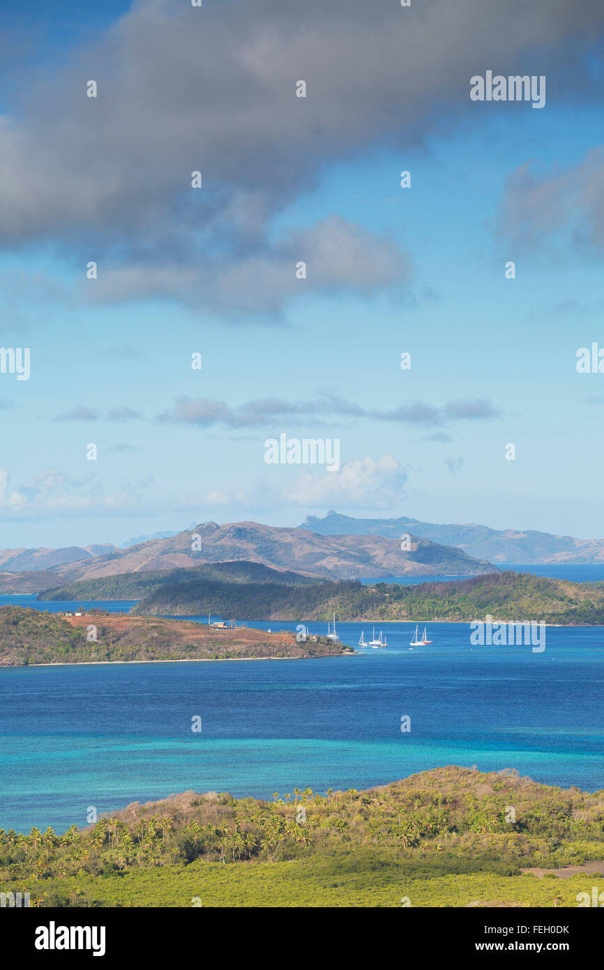 Vista della Laguna Blu, Nacula Island, Yasawa Islands, Isole Figi Foto Stock