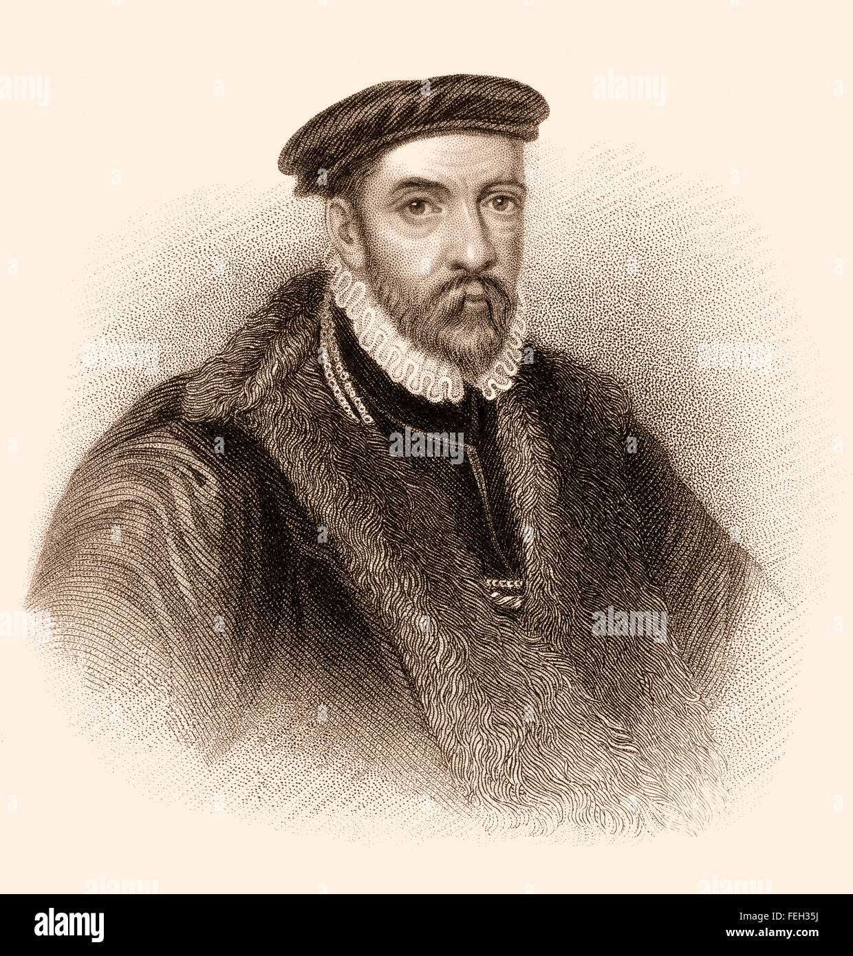 Sir Nicholas Bacon, 1510-1579, un politico inglese durante il regno della regina Elisabetta I d'Inghilterra Foto Stock