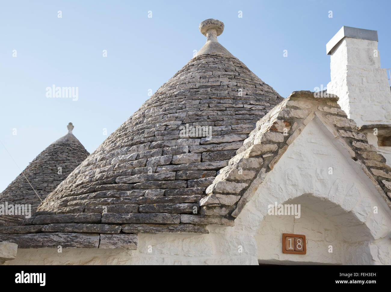 Caratteristici trulli di Alberobello, Puglia, Italia Foto Stock