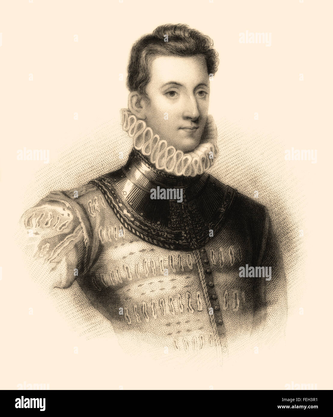 Sir Philip Sidney, 1554-1586, un poeta inglese, cortigiano, studioso e soldato Foto Stock