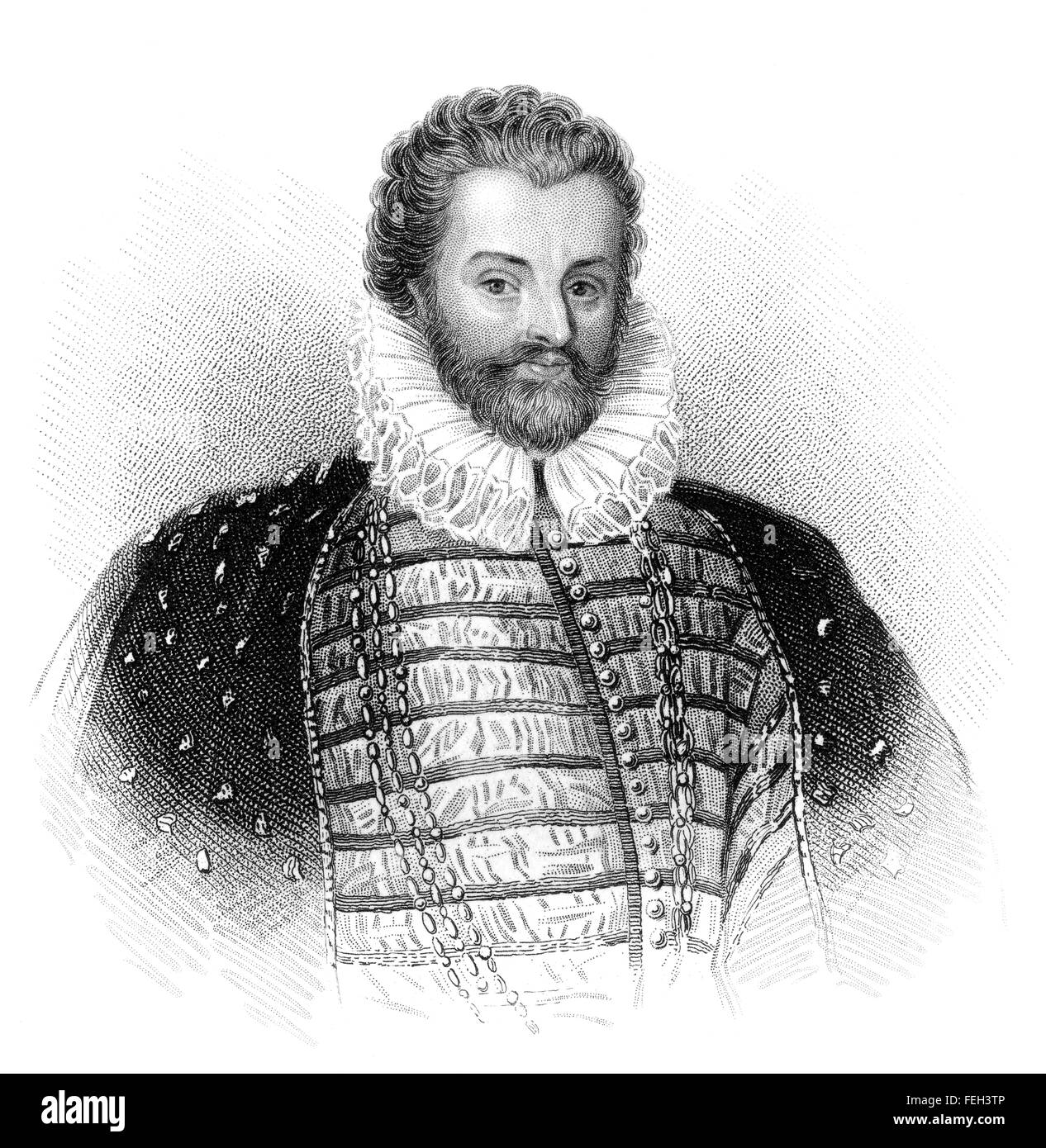 Sir Christopher Hatton, 1540-1591, un politico inglese, Lord Cancelliere di Inghilterra Foto Stock