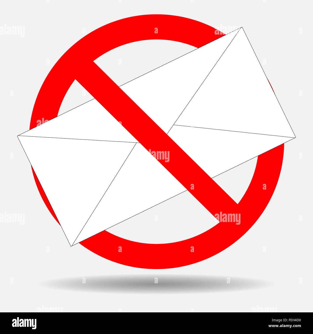 Divieto di spam lettera. Lettera mail, divieto di spam, e-mail e web, icona stop messaggio Nessuna busta. Vector arte astratta moda insoliti Foto Stock