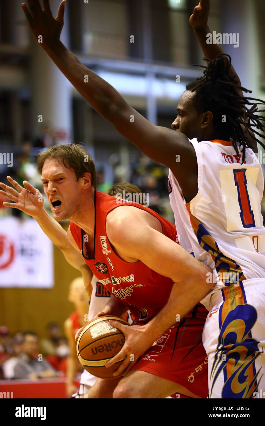 Rick Rickert (jet), 7 febbraio 2016 - Basket : National Basketball League 'NBL' 2015-2016 tra getti di Chiba 70-69 HIROSHIMA libellule in città Yachiyo palestra, Chiba, Giappone. (Foto di AFLO SPORT) Foto Stock