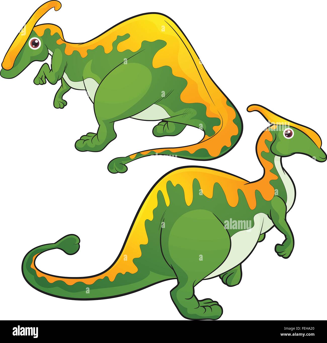 Carino gruppo vettore di dinosauri cartoon molte azioni.Tirannosauro lesothosaurus styracosaurus iguanodon stegosaurus diplodocus allosaurus thrinaxodon Illustrazione Vettoriale