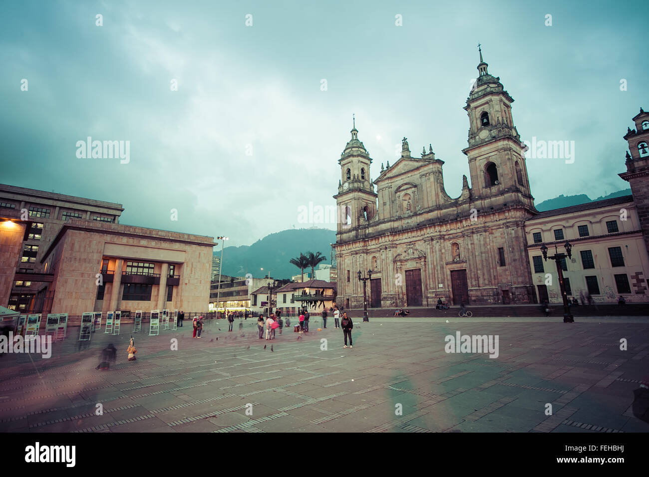 Piazza Bolivar di Bogotà, la piazza centrale di Bogotà, Colombia, America Latina Foto Stock